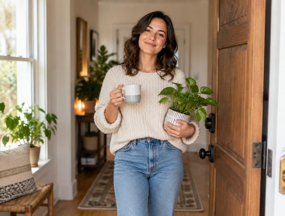A resident standing in the entryway of their own apartment
